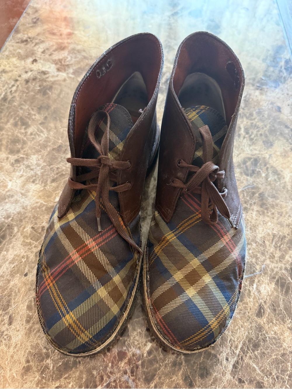 Clarks Brown Leather & Plaid Chukka Boots